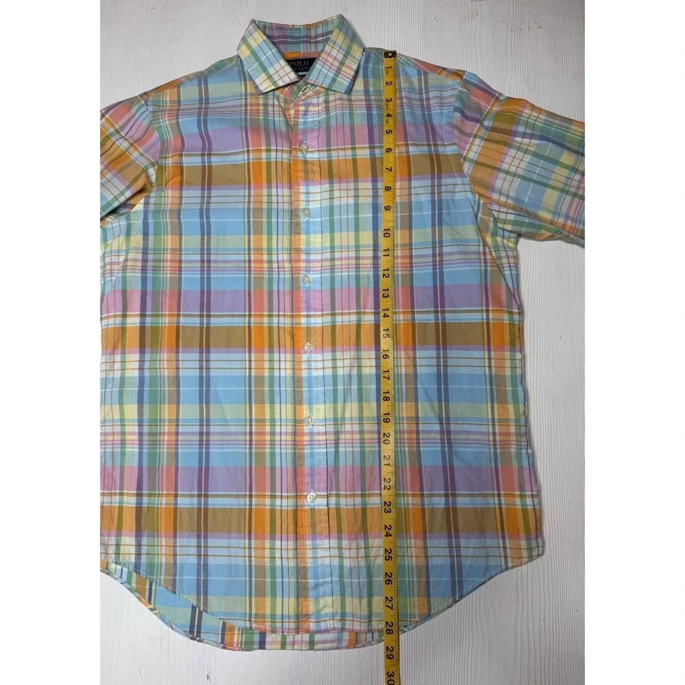 Polo Ralph Lauren Beach Twill Long Sleeve Shirt Men's SZ LG Blue Orange Plaid